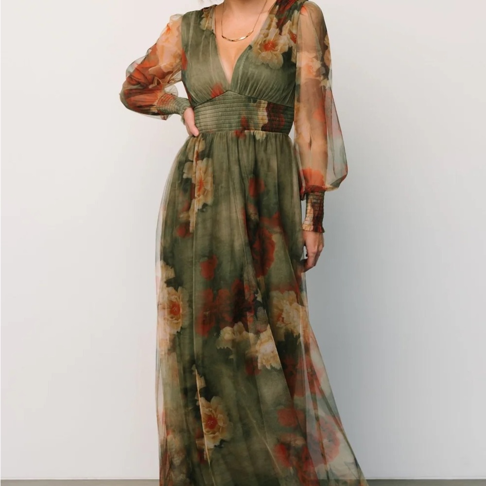 Baltic Born LAYLA TULLE MAXI DRESS | OLIVE + RUST